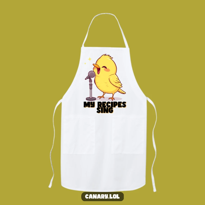 Funny Apron: Beaming Canary Sings - Humorous Kitchen Gift