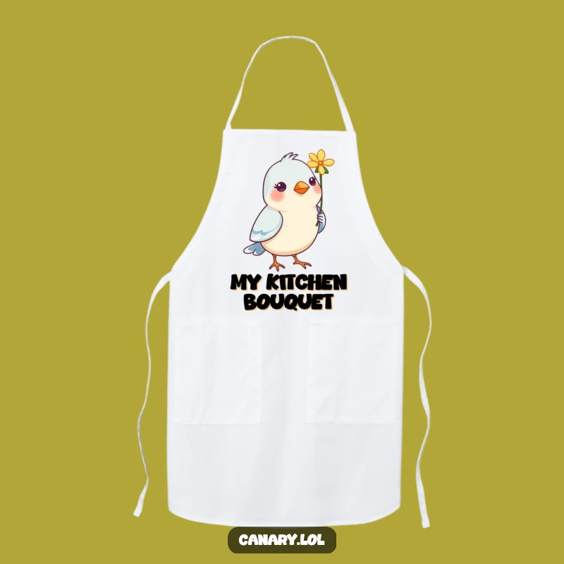 Funny Bird Gift Apron - Sweet Flower Offering Kitchen Wear