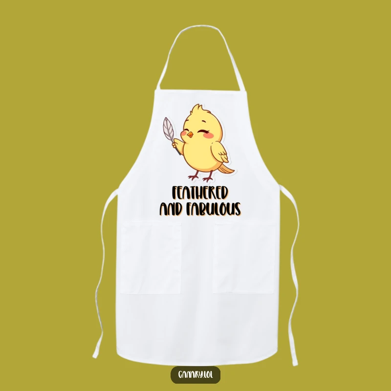 Funny Canary Winking Apron - Chef Bird with Feather & Wink