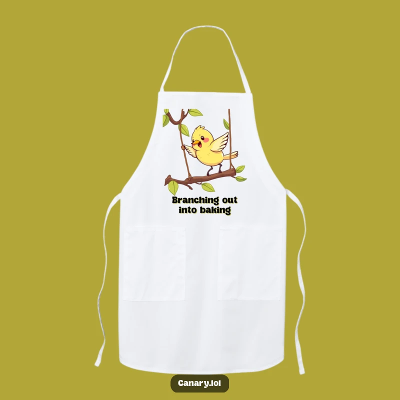 Funny Kawaii Canary Apron: Chef Bird Hopping - Cute Kitchen Gift