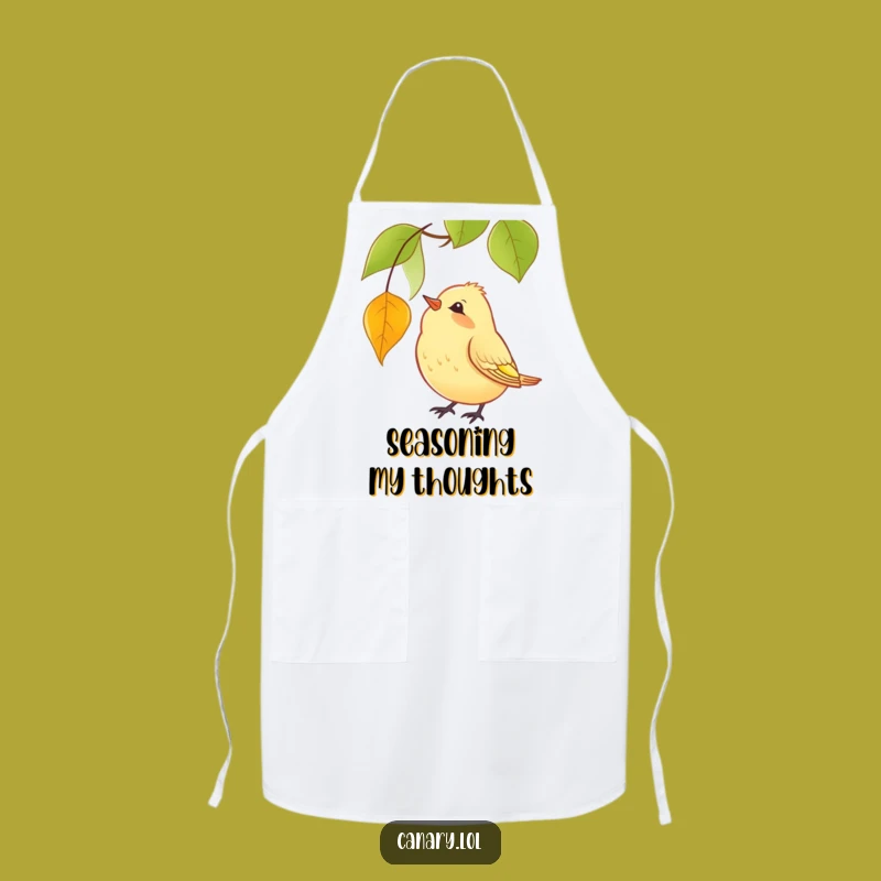 Funny Kitchen Apron: Curious Canary Leaf Watcher, Chef's Humorous Gift