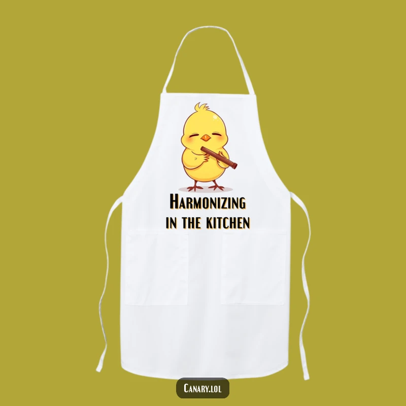 Funny Canary Flute Apron: Cook to Music, Cheerful Kitchen Wear, Great Funny Gift
