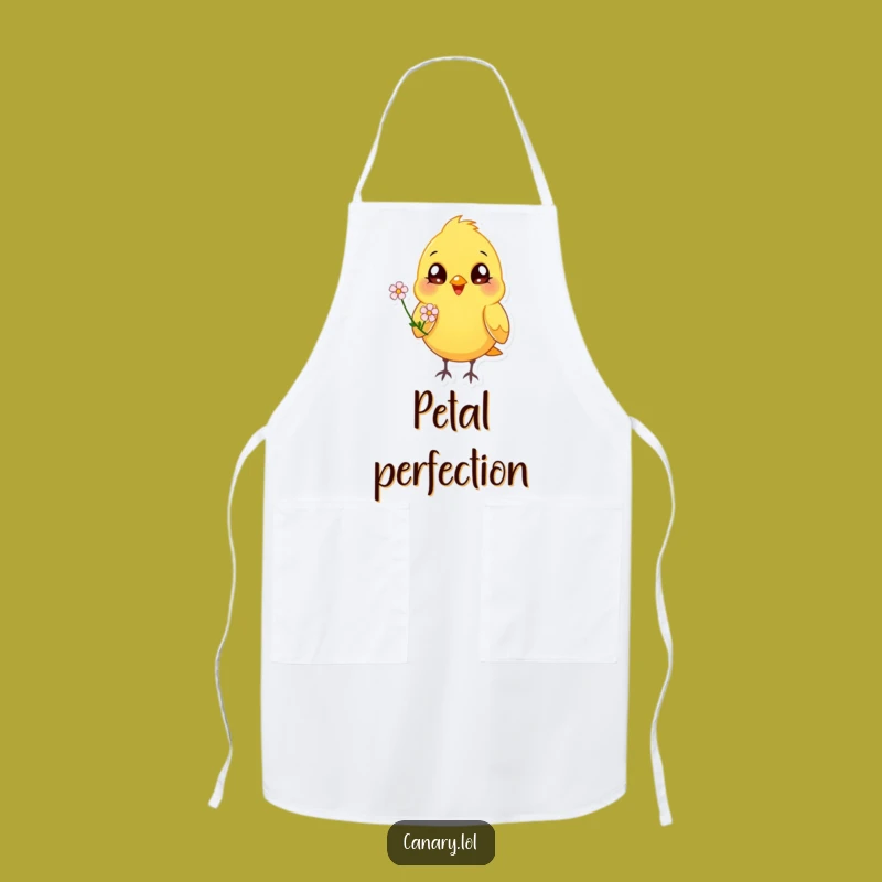 Funny Happy Canary Flower Apron: Cheerful Kitchen Wear, Humorous Bird Cooking Gift