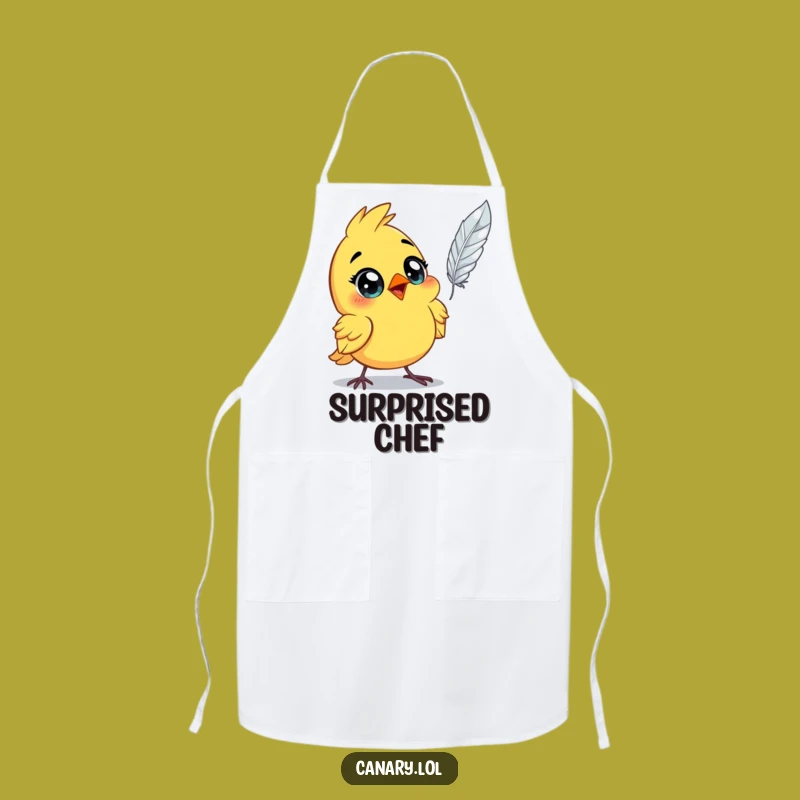 Funny Astonished Canary Apron: Cook with Feathered Surprise