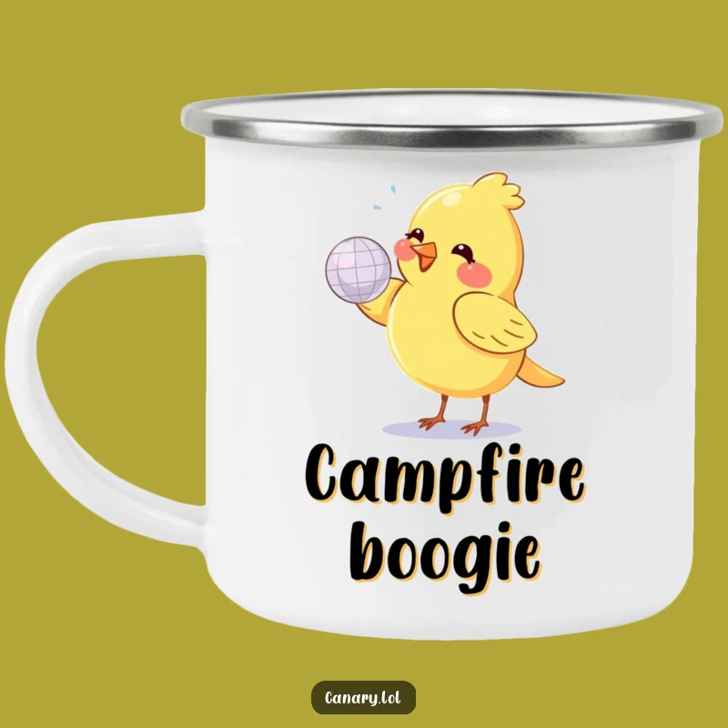 Funny Canary Disco Camping Mug: Party Outdoors! A Perfect Funny Gift.