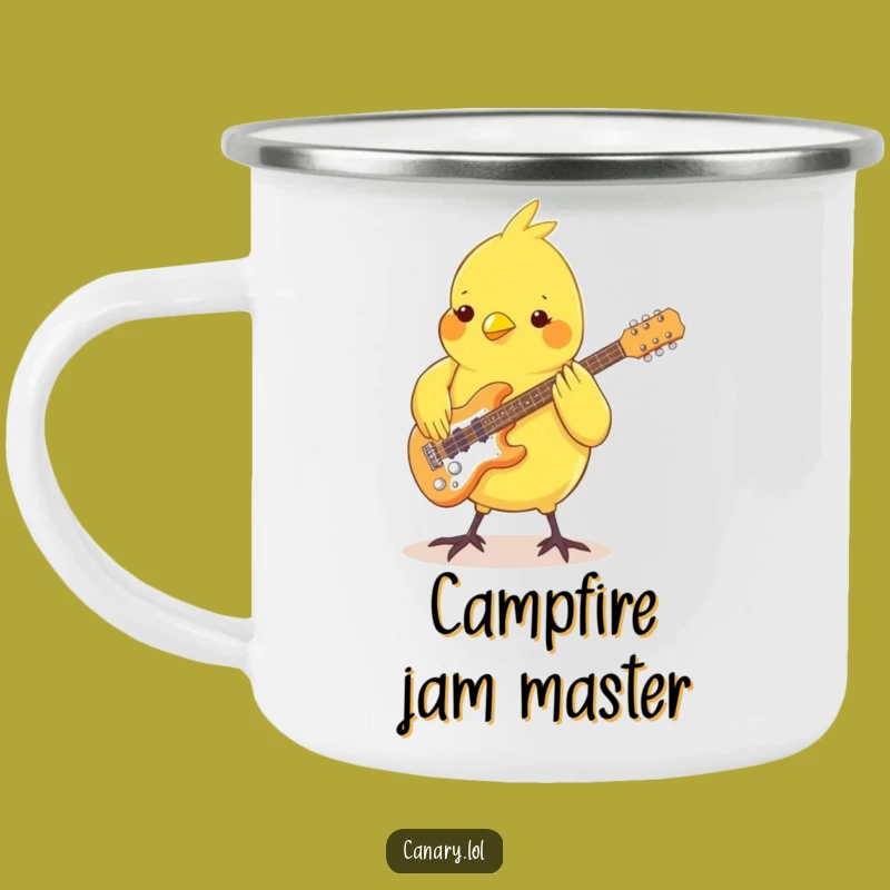 Funny Canary Campfire Mug - Groovy Bird Guitarist Outdoor Gift