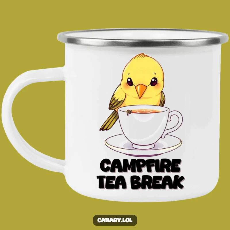 Funny Canary Bird Teacup Camping Mug - Durable Funny Gift for Chic Outdoors
