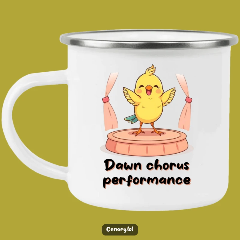 Durable Funny Canary Dancer Camping Mug: Outdoor Performance Gift