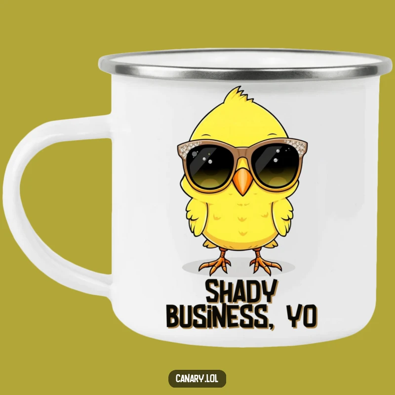 Funny Canary Bird Camping Mug - Sparkly Sunglasses Adventure Cup