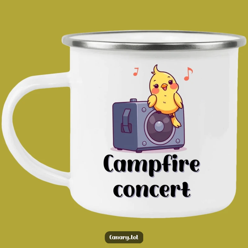 Funny Canary DJ Camping Mug: Outdoor Music Cup, Great Funny Gift