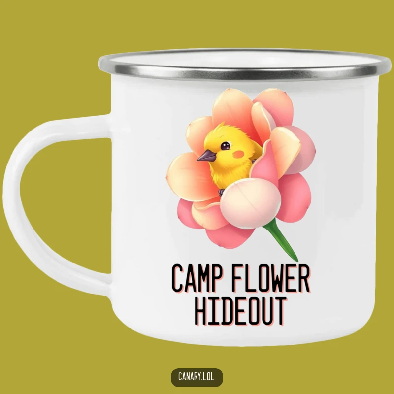 Funny Canary Flower Camping Mug - Curious Adventures, Perfect Outdoor Funny Gift