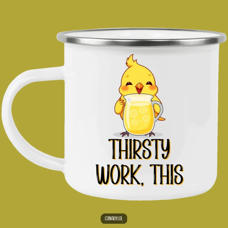 Funny Canary Lemonade Camping Mug - Enthusiastic Bird Outdoor Drinkware