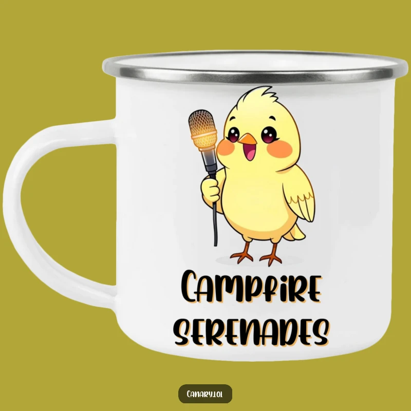 Funny Canary Microphone Camping Mug - Outdoor Performer Gift!