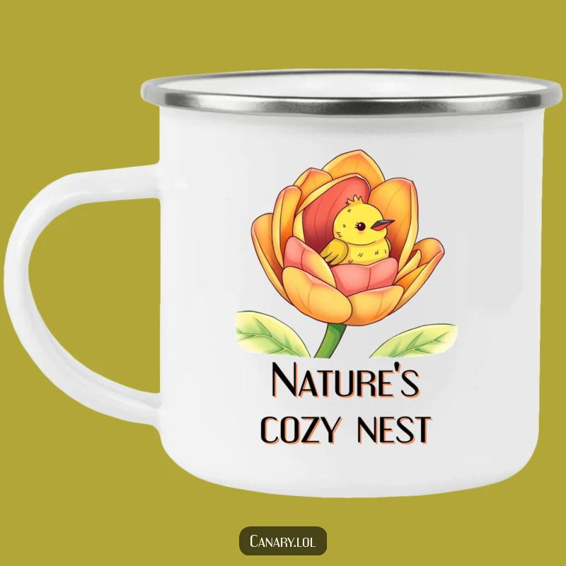 Funny Peek-a-Boo Canary Camping Mug: Outdoor Flower Bird Gift