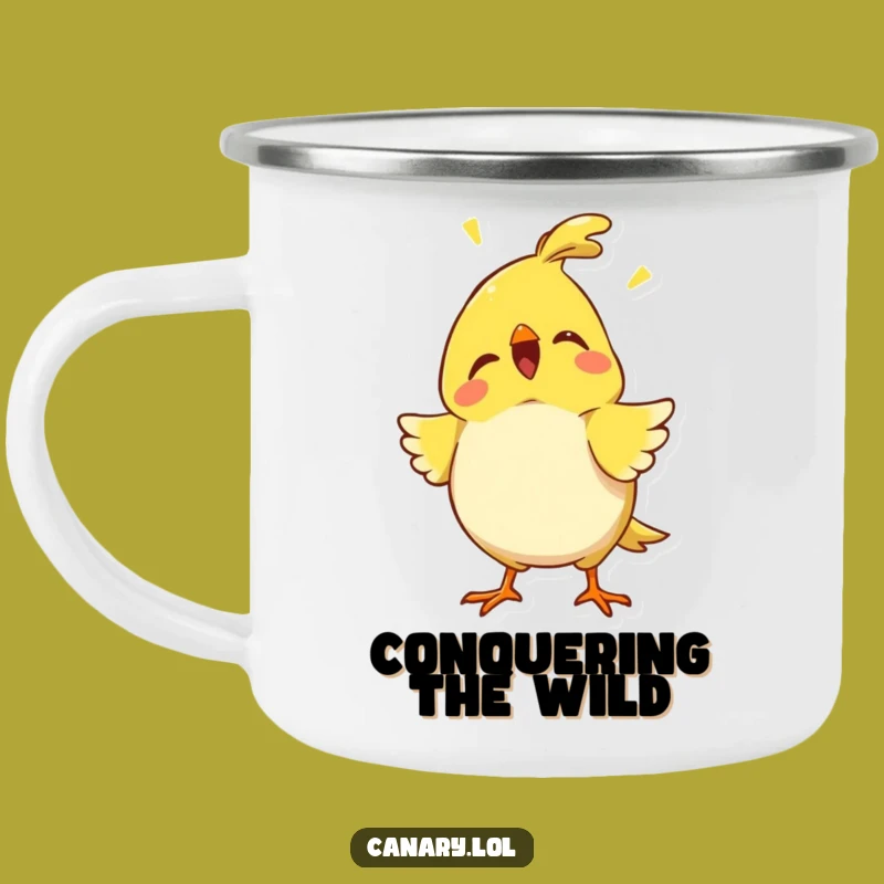 Funny Proud Canary Chirp Camping Mug - Adventure with Confident Cheer