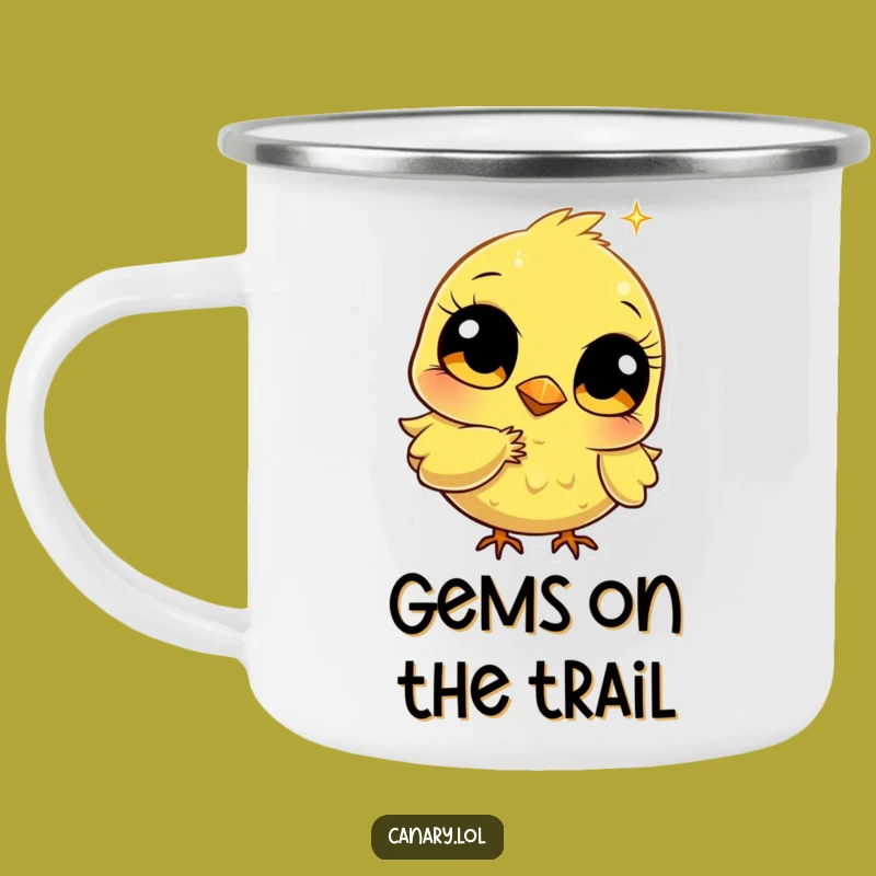 Funny Bright-Eyed Canary Camping Mug - Adventure with Sparkling Cheer