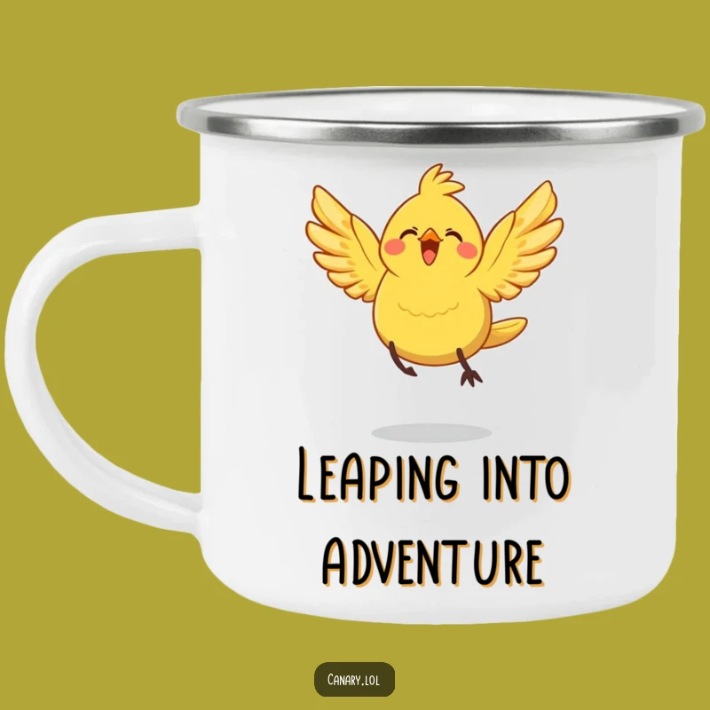 Funny Joyful Leap Canary Bird Camping Mug: Adventure Fuel