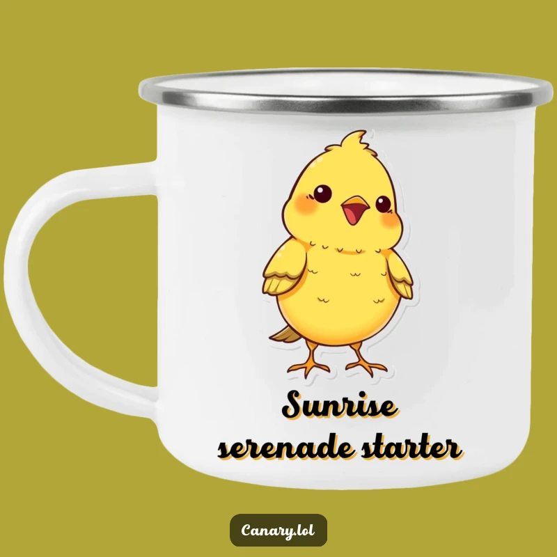 Funny Kawaii Canary Camping Mug: Cheerful Chirping Bird for Outdoor Laughs!