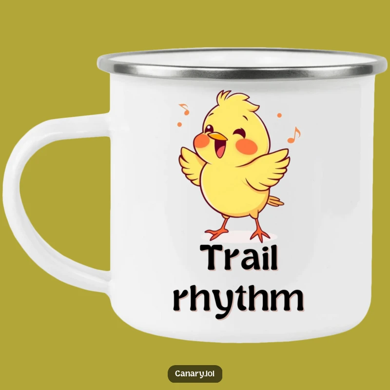 Funny Cheerful Canary Camping Mug: Outdoor Rhythms