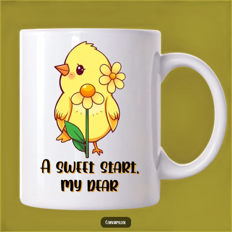 Funny Shy Canary Flower Mug: Sweet Gesture, Gentle Bird, Perfect Funny Gift