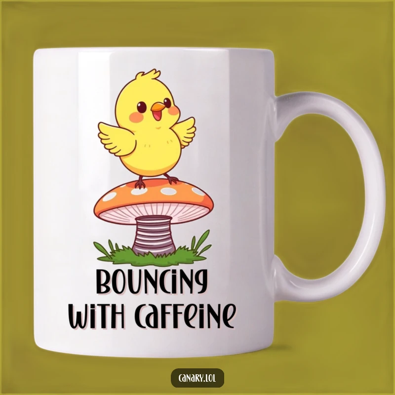 Funny Canary Mushroom Mug - Joyful Bouncing Fun!
