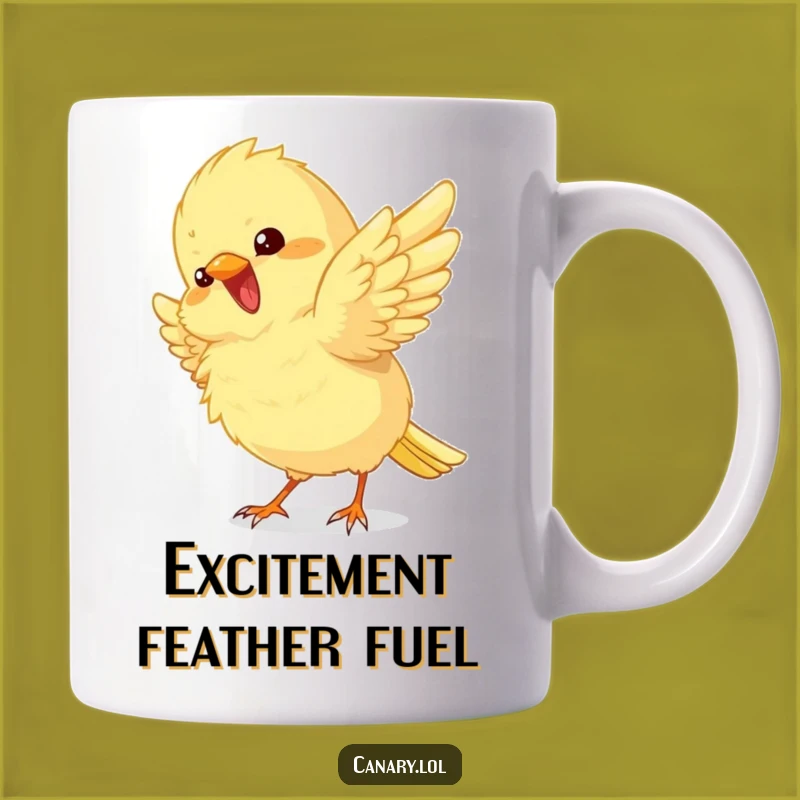 Funny Fluffy Canary Mug: Excitement Wings Fluttering for Bird Lovers