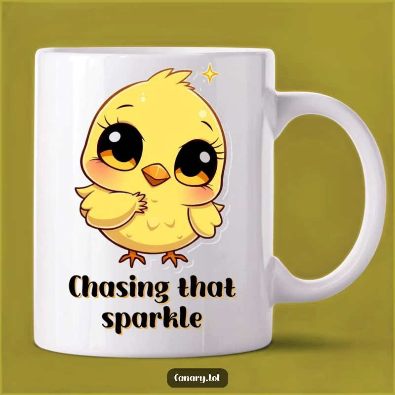 Funny Bright-Eyed Canary Mug - A Sparkle of Humor for Your Morning Brew