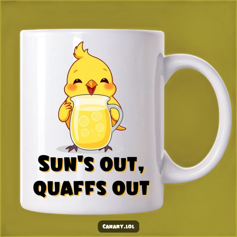 Funny Canary Lemonade Mug - Enthusiastic Bird Sipping Refreshment Gift