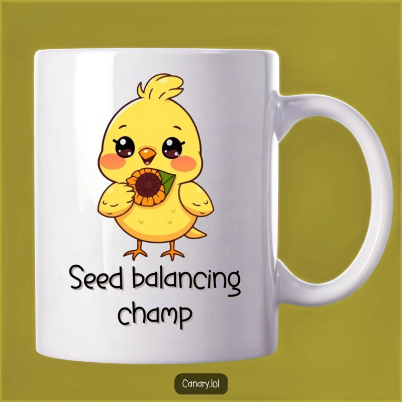 Funny Happy Canary Bird Seed Balance Mug - Cheerful Funny Gift