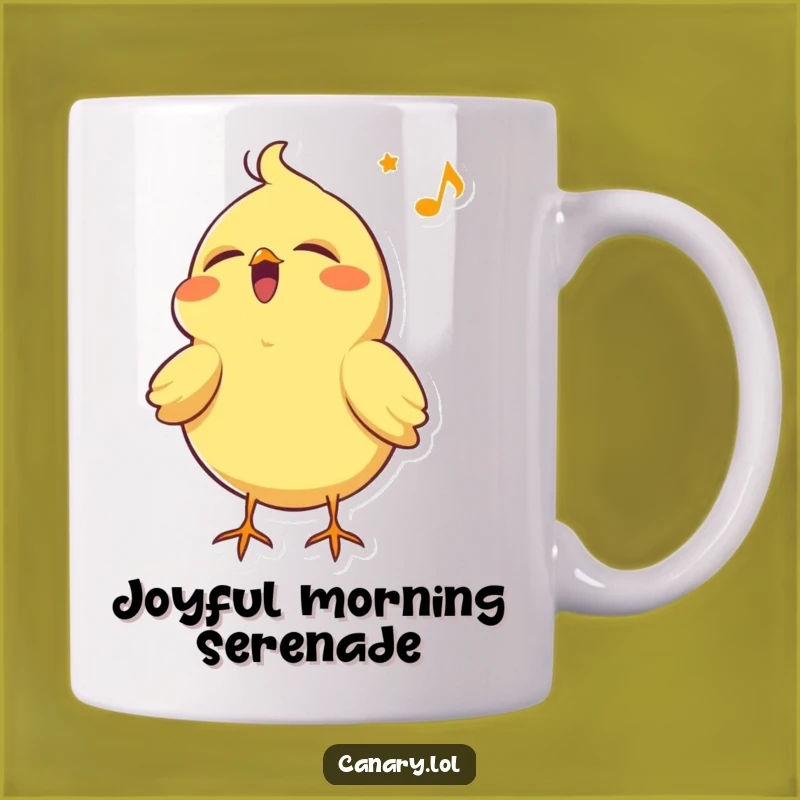 Funny Happy Canary Mug: Joyful Singer, Eyes Closed, Perfect Gift for Music Lovers