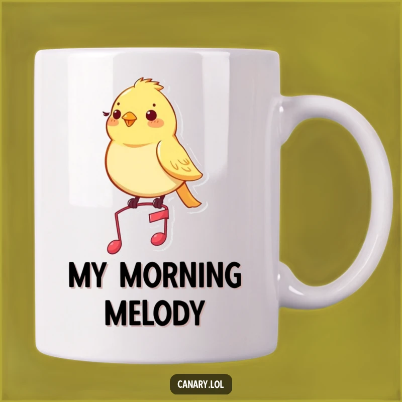 Funny Musical Canary Mug: A Pleased Bird for Music Lovers