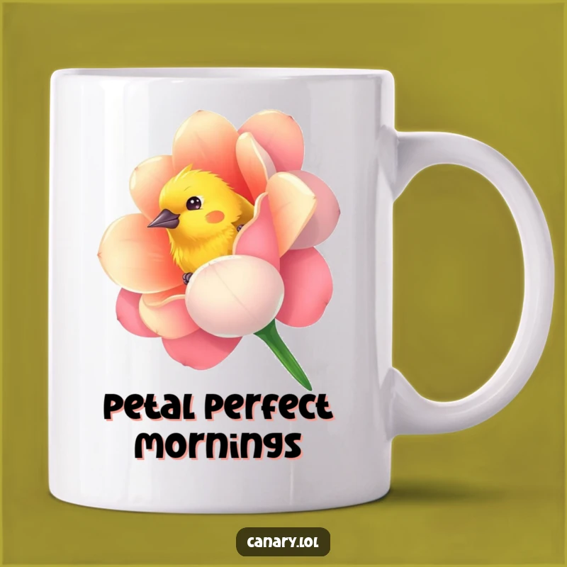 Funny Canary Flower Mug - Curious Peek Humor, Perfect Floral Funny Gift