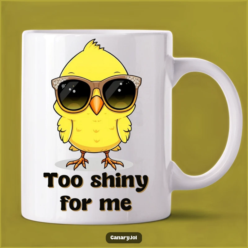 Funny Canary Bird with Sparkly Sunglasses Mug - Hilarious Pet Gift Idea
