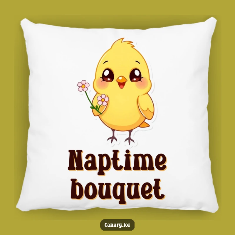 Funny Happy Canary Flower Pillow: Soft Cushion, Cheerful Bird Comfort for Your Home