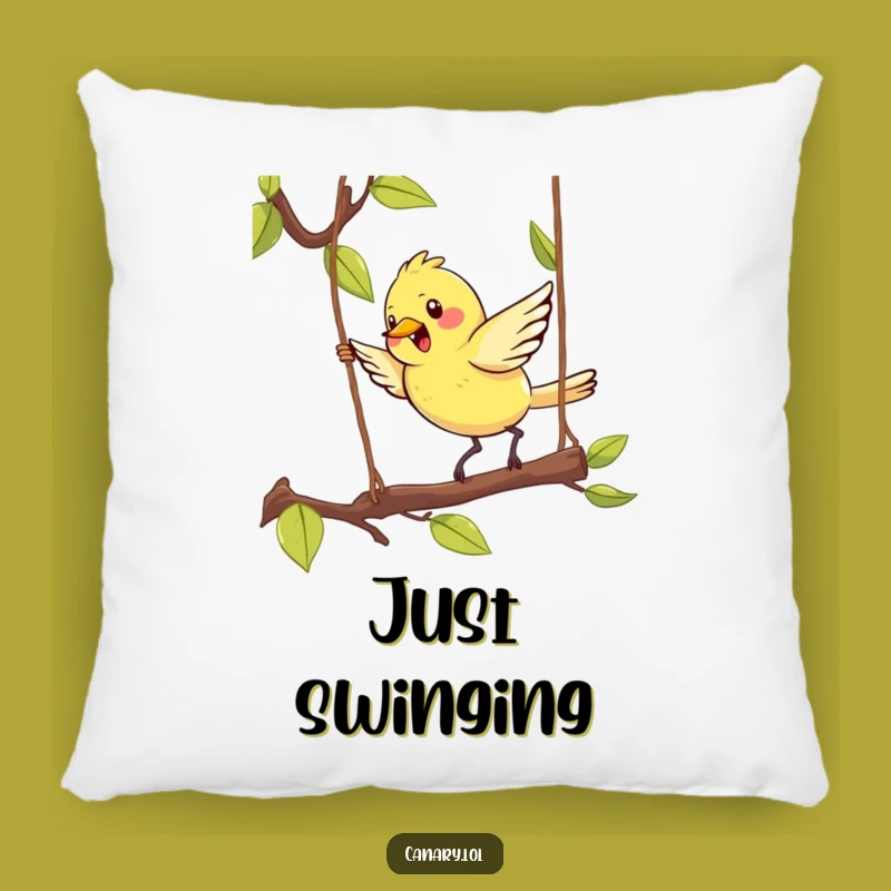 Funny Kawaii Canary Pillow: Cozy & Cute Bird on Branch Decor - Gift