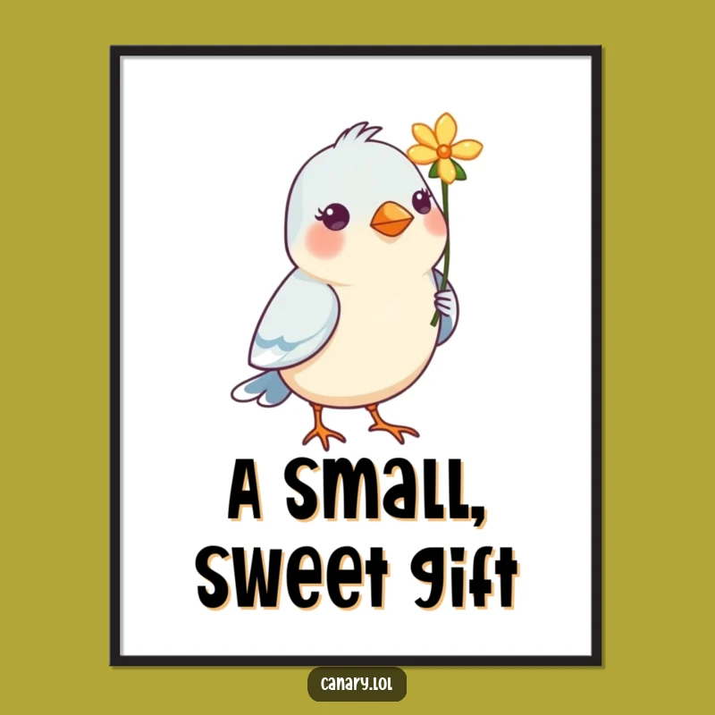 Funny Bird Flower Digital Art - Sweet Beak Blossom Print