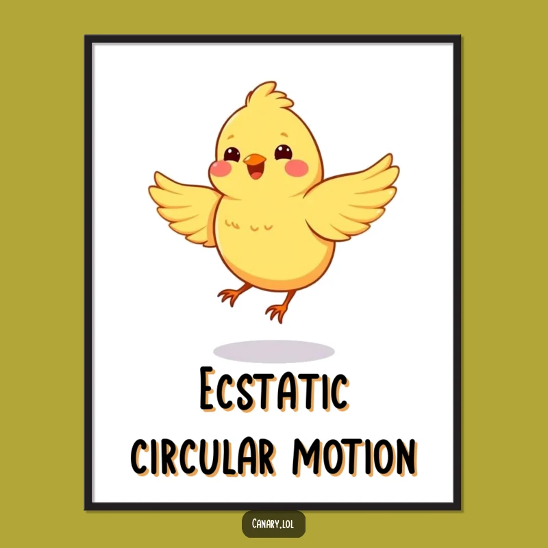 Funny Spinning Canary Digital Print: Energetic Art, Joyful Bird, Downloadable Funny Gift