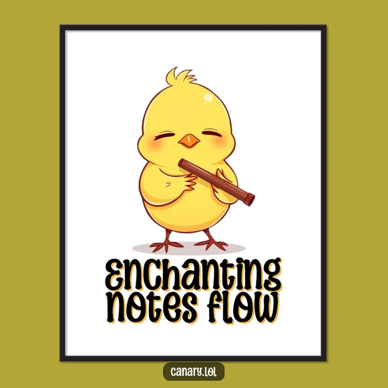 Funny Canary Flute Digital Print: Musical Art, Joyful Bird, Downloadable Funny Gift