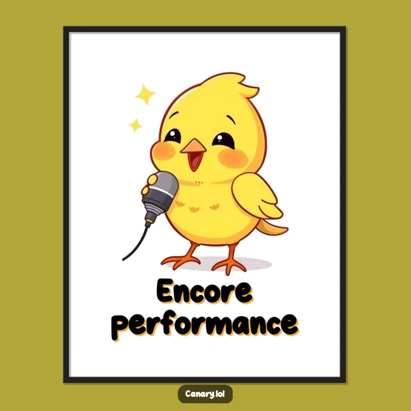 Funny Canary Rockstar Digital Art: Humorous Bird Print for Music Lovers