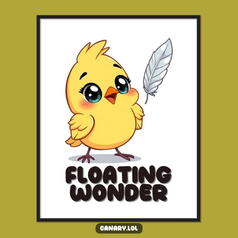 Funny Astonished Canary Digital Print: Feather Surprise Art