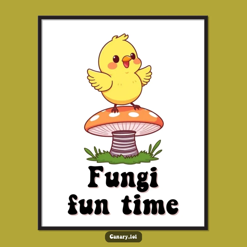 Funny Canary Mushroom Digital Print - Instant Whimsical Wall Art!