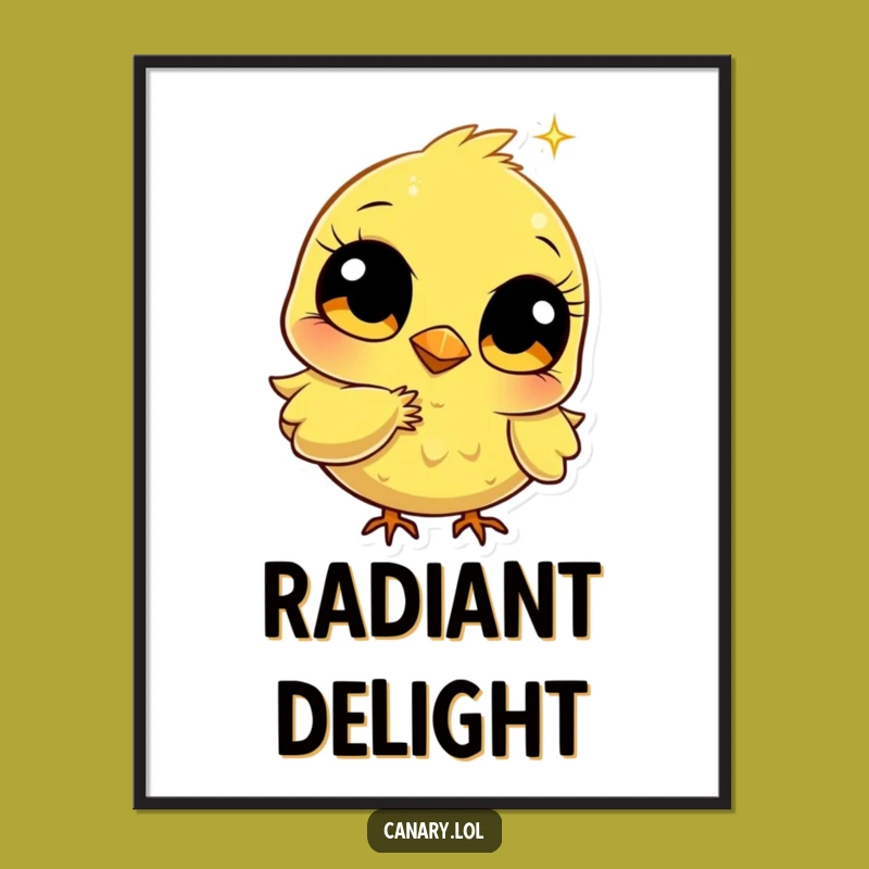 Funny Bright-Eyed Canary Digital Art Print - Instant Sparkling Whimsy
