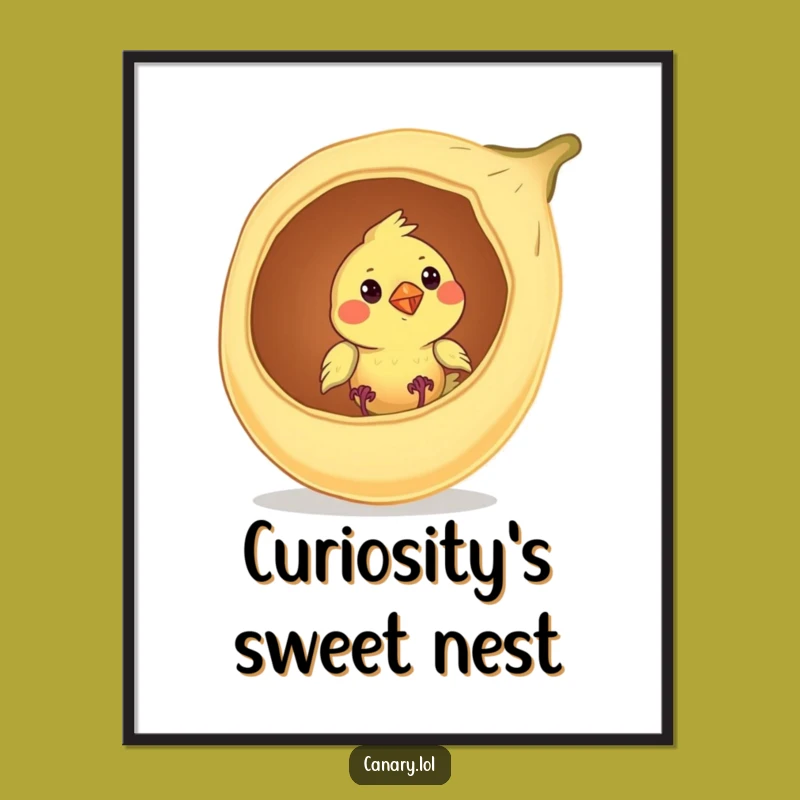 Funny Canary Digital Print: Seed Pod Peek, Perfect Instant Download Humorous Nature Gift