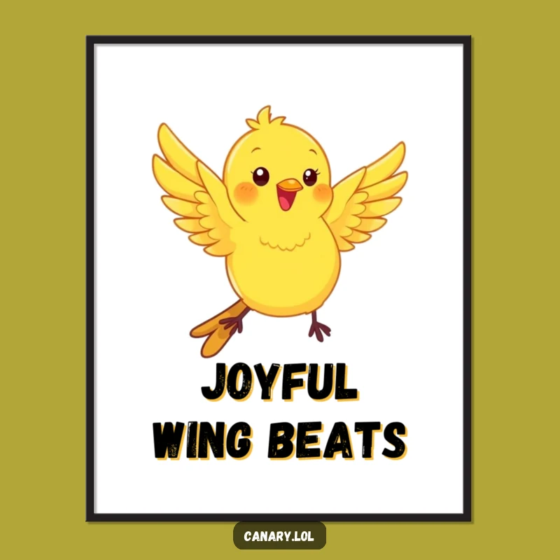 Funny Kawaii Canary Digital Art: Playful Fluttering Bird Printable for Energetic Decor!