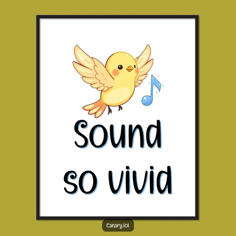 Funny Musical Canary Digital Art: Printable Bird Singing Gift