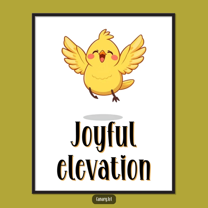 Funny Joyful Leap Canary Bird Digital Art: Instant Uplifting Decor