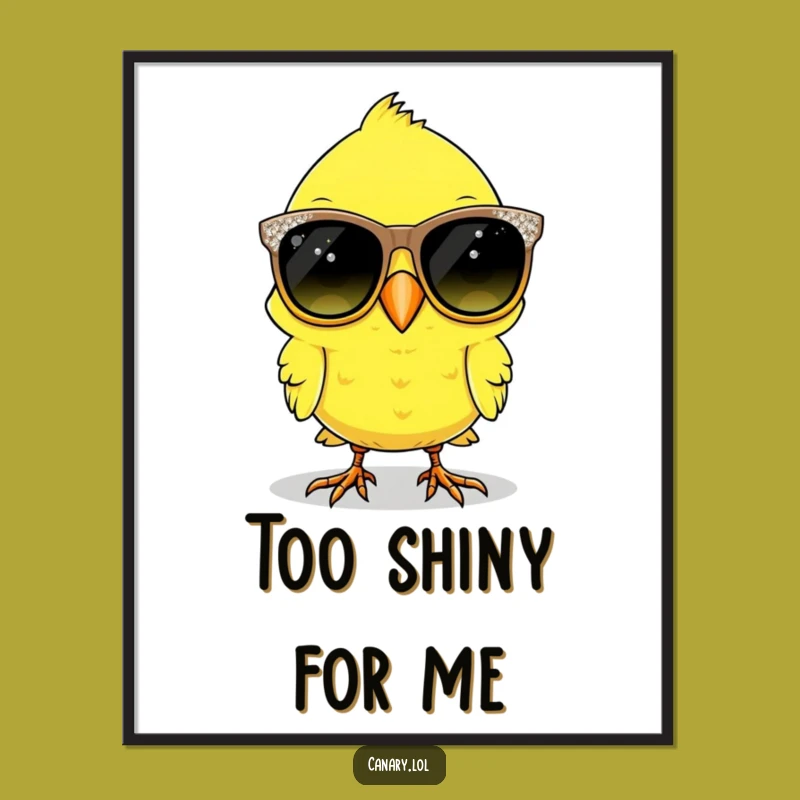 Funny Canary Bird Digital Art Print - Sparkly Sunglasses Humor Decor