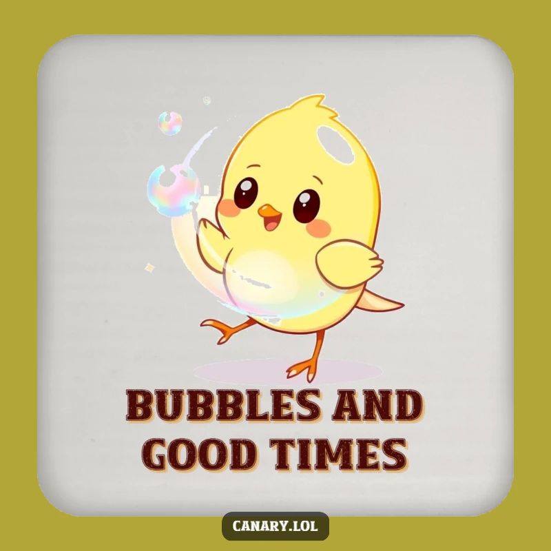 Funny Canary Bubble Coaster: Protect Surfaces with Playful Bird Art