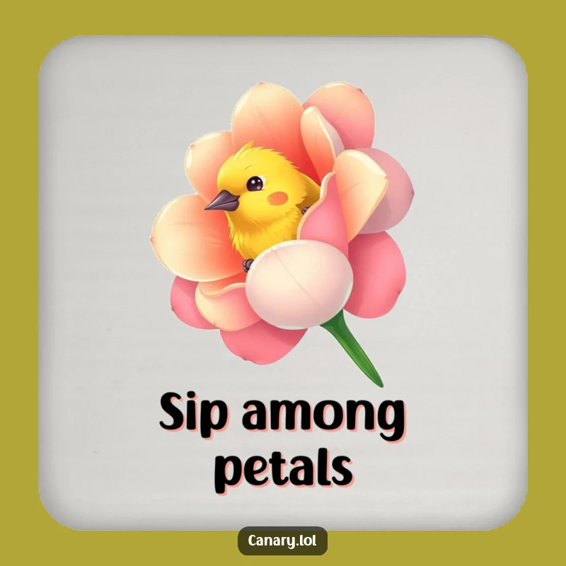 Funny Canary Flower Coaster - Curious Protection, Perfect Housewarming Funny Gift