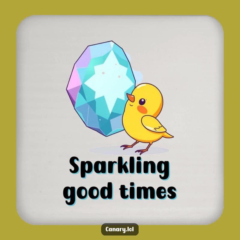 Funny Canary Gem Coaster Set: Protect Surfaces with Humorous Bird-Themed Sparkle
